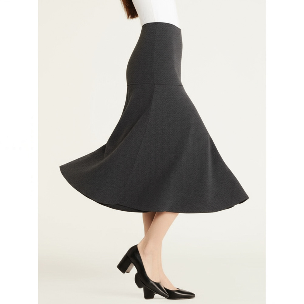 OGL Skirt Womens Size L Heather Black A-Line Midi Flared Cozy Chic